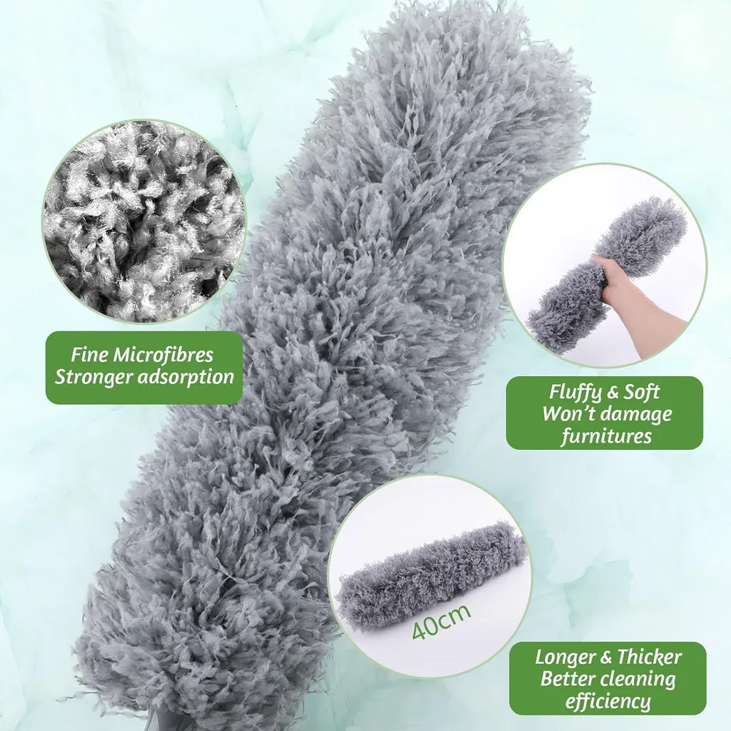 Grand plumeau microfibre extensible 2m50 avec 6 têtes interchangeables