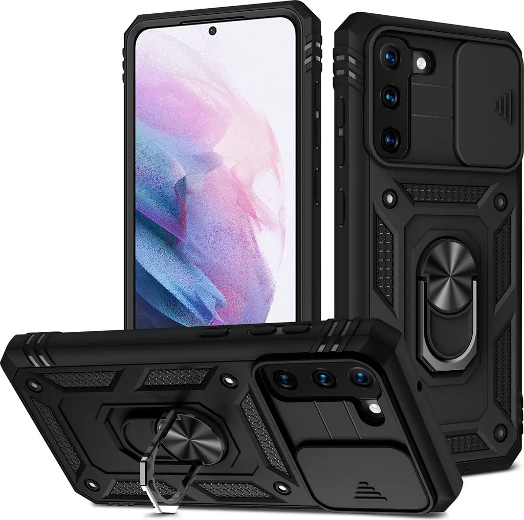 Custodia Nera Samsung S21 FE 5G: Slide Fotocamera e Supporto Magnetico