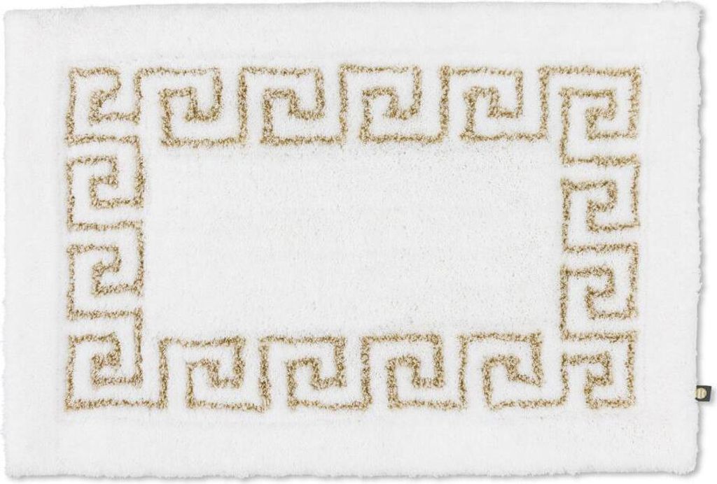 Rhomtuft Badteppich Mäander eckig 60 x 90 cm Farbe weiss/goldlurex