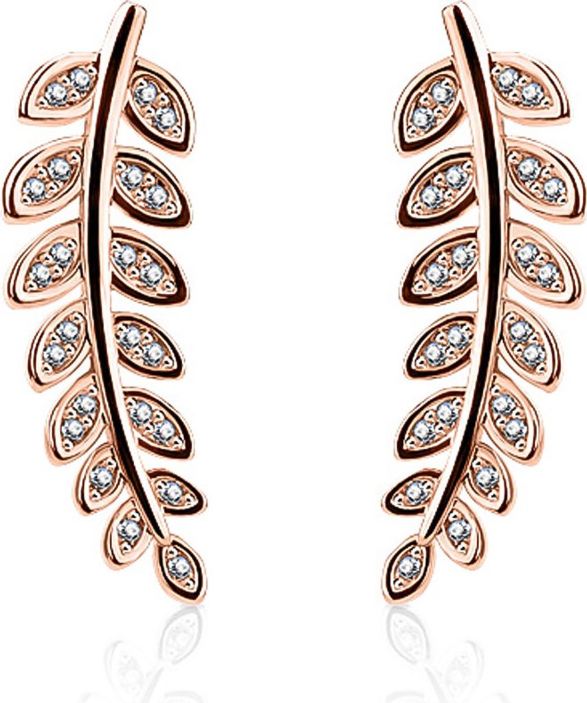 Ohrstecker Ohrklemme Ohrring Olivenzweig Olive Leaf Ear Crawler Damen Autiga rosegold