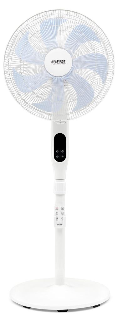 TZS First Austria - Standventilator mit Fernbedienung 60W - 3 Stufen, Schwenkfunktion - 70° Oszillation, Timer, Display - Weiß