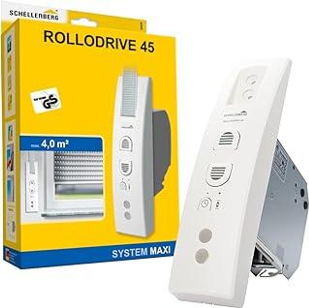 Schellenberg 22638 Elektrischer Rolladen Gurtwickler Unterputz RolloDrive 45, bis 4 m² Rollladenfläche, 23 mm Gurtbreite Zugkraft 12 kg, mit Zeit...