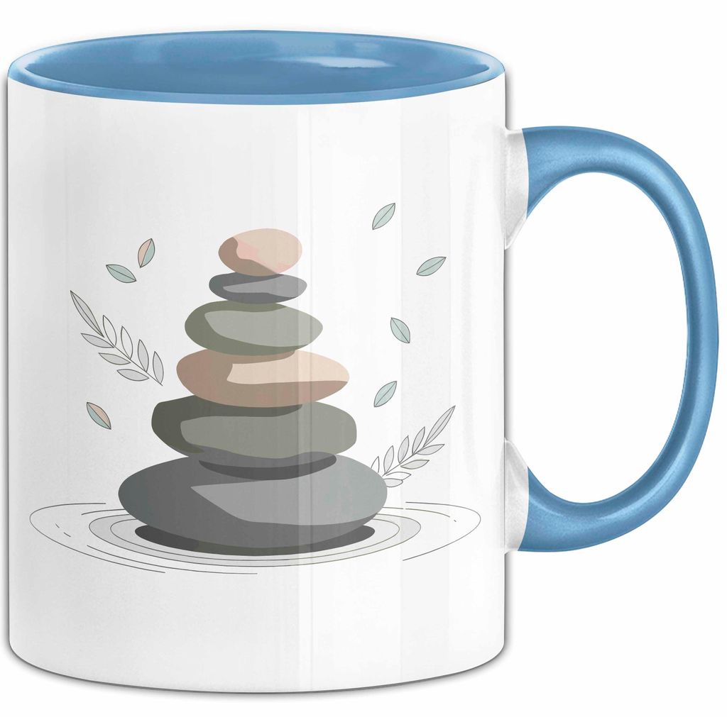 Meditationsfan Tasse Geschenkidee für Achtsamkeitssuchende (Blau)