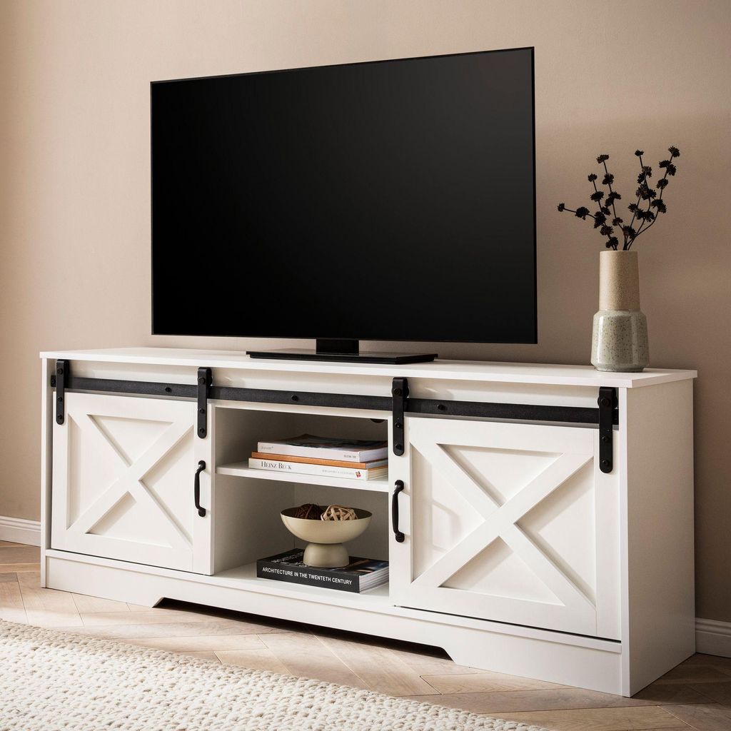 FineBuy Mobile TV basso bianco 150x59,5x39,5 cm Mobile TV Immagine del prodotto 