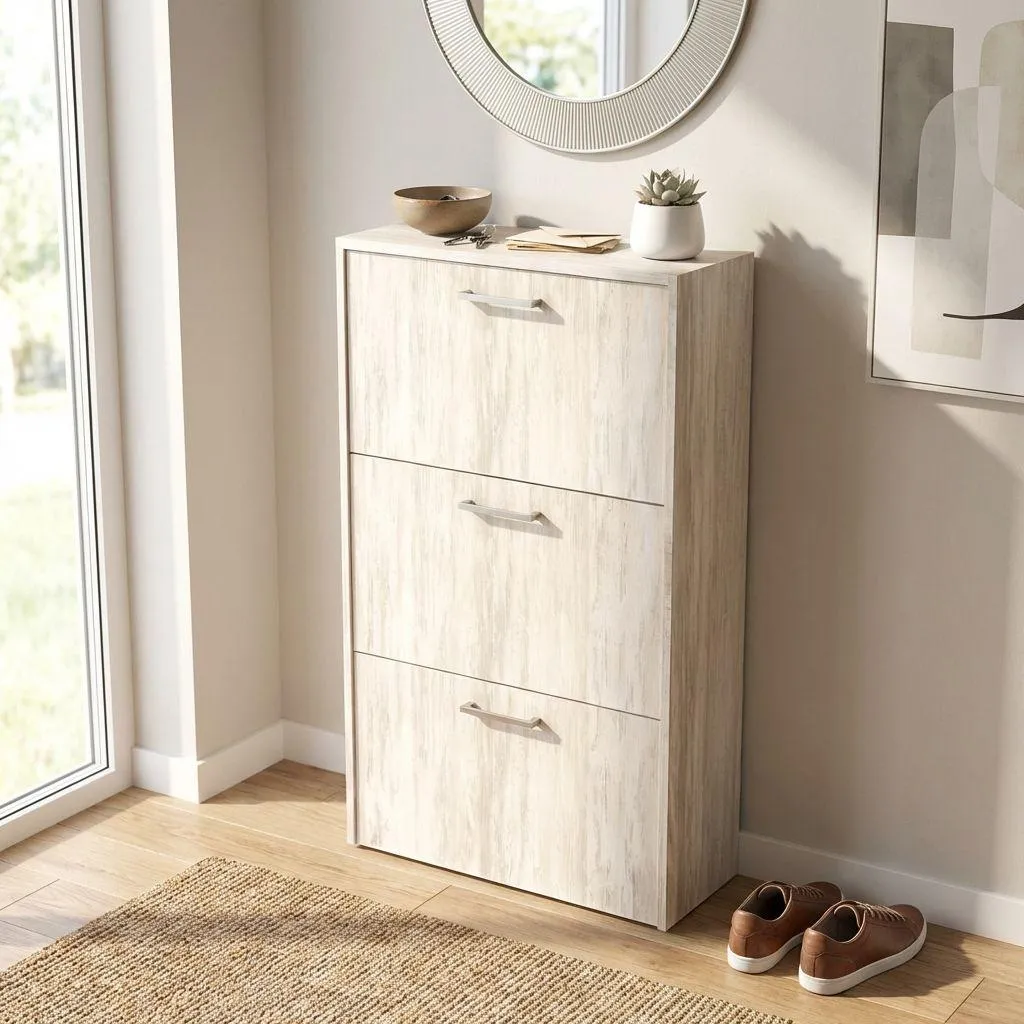 Mobile Scarpiera Slim 3 Ante Marrone Chiaro 59x25x105 cm Milani Home