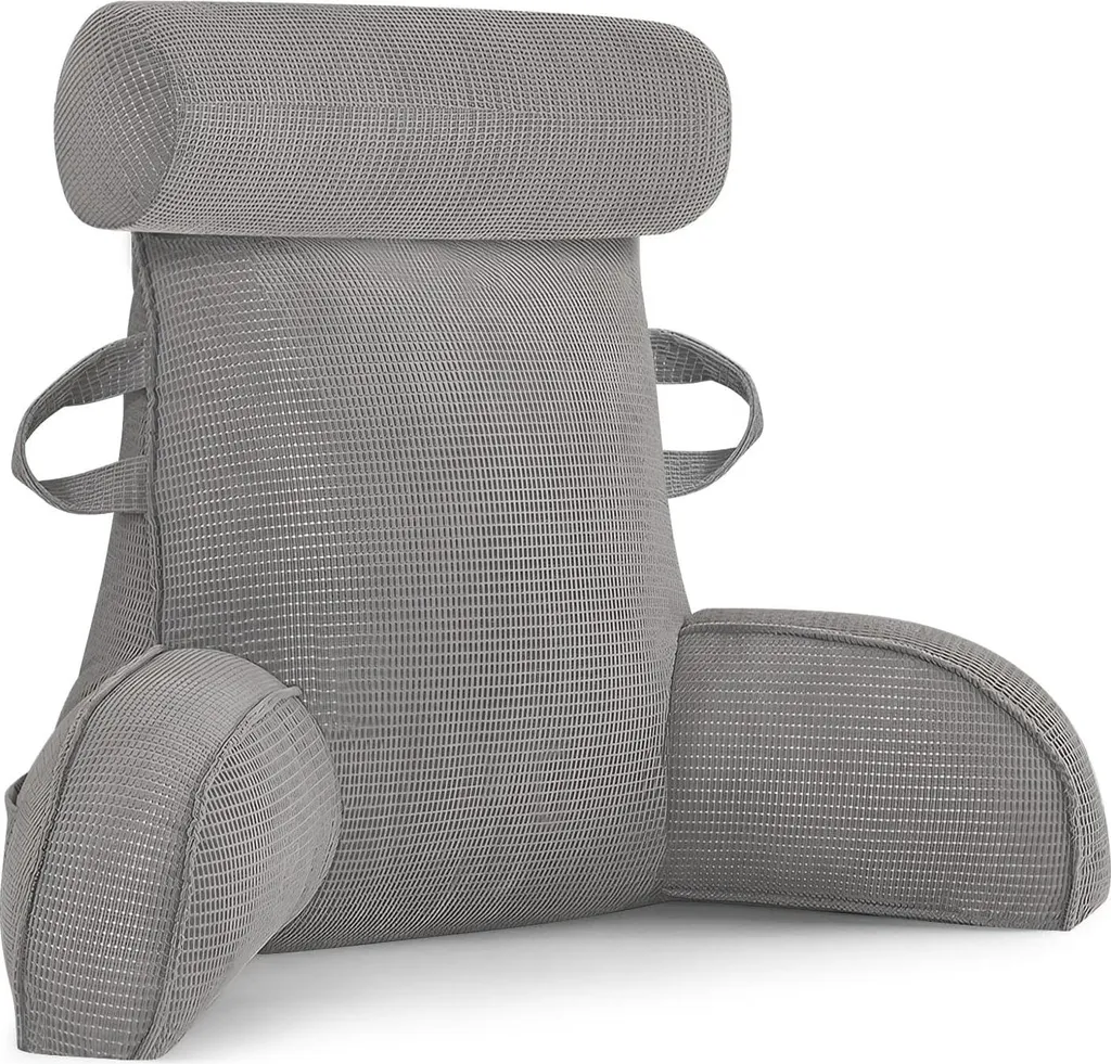 Dites adieu au mal de dos avec ce coussin de lecture complet gris clair