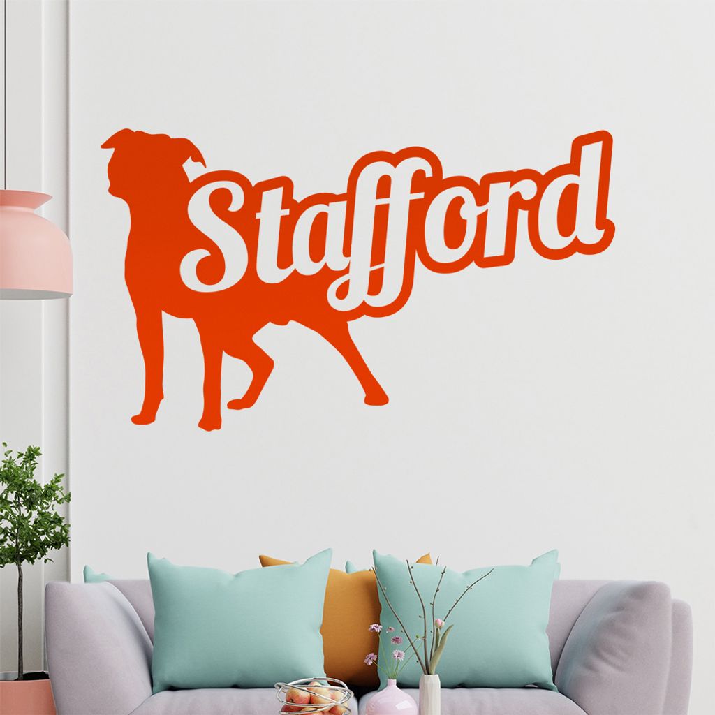 KIWISTAR Stafford mit Name Silhouette Schrift Wandtattoo in 6 Größen - Wandaufkleber Wall Sticker - Dekoration, Küche, Wohnzimmer, Schlafzimmer,...
