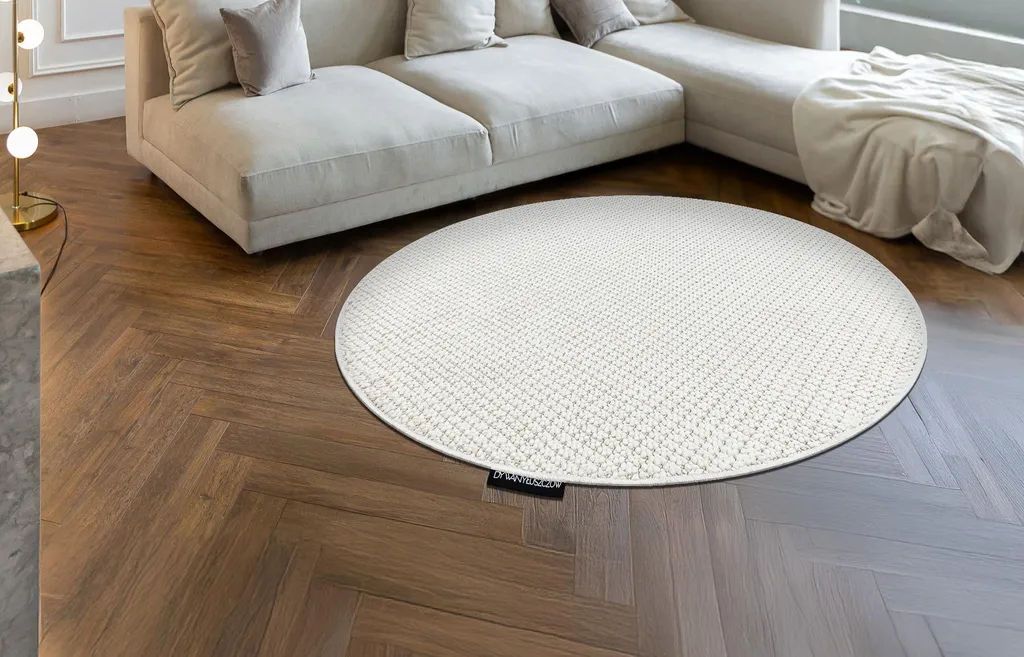 Tapis Blanc Doux Casablanca Loop - Finition Bouclée Premium Diamètre 100