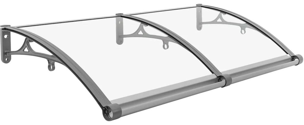 Türvordach - Regenabdeckung 120 x 60 cm - Halterungen aus Aluminiumlegierung - Mit Montagebohrungen - UV-Schutz - Transparent