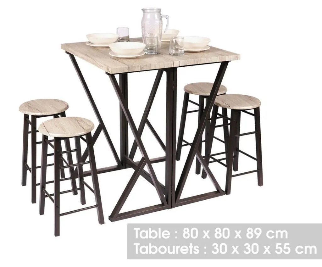 Solution Gain de Place : Table Haute Pliable DOCK et 4 Tabourets - 4
