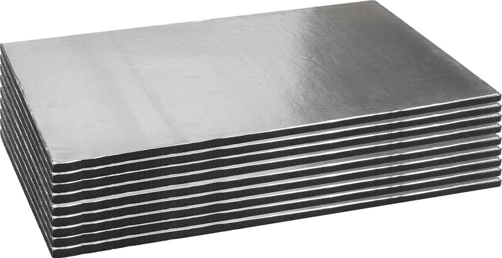 9 Stücke 394mil 10mm 1,62 Quadratfuß Auto-Schalldämpfermatte Glasfaser-Hitzeschildmaterial Selbstklebend für Motorhaube Bootsmotorabdeckung 50x...