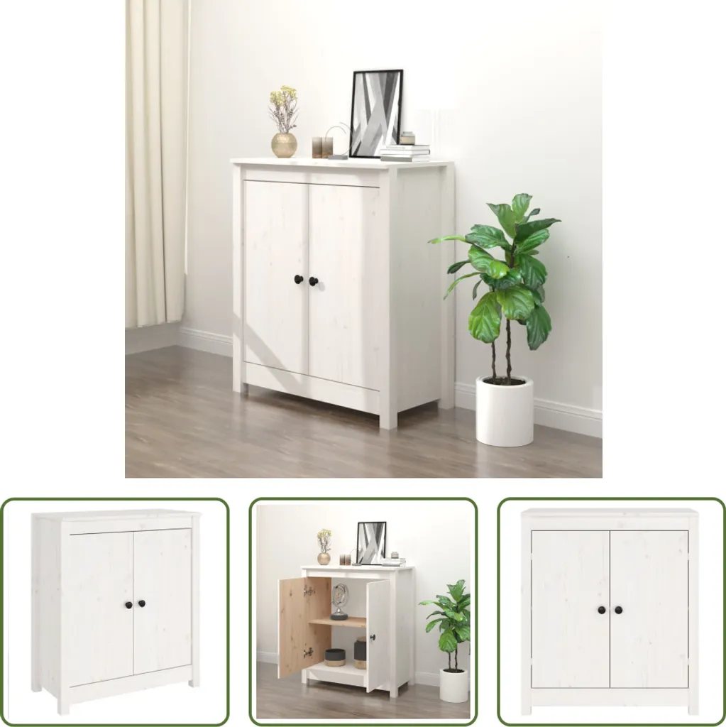 Mobile Credenza Legno Massello Bianco 70 cm - Design Scandinavo Economico - 10