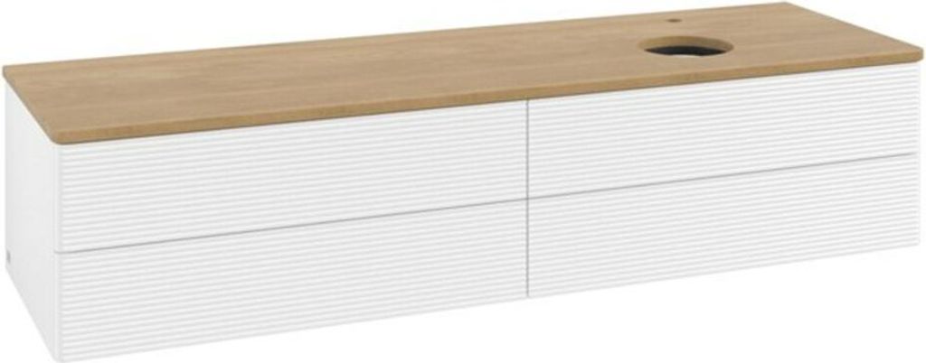 V&B Waschtischunterschrank mit Frontstruktur -Beleuchtung Antao 160x50cm, HL, WBP hon. Oa, wh. m Lac