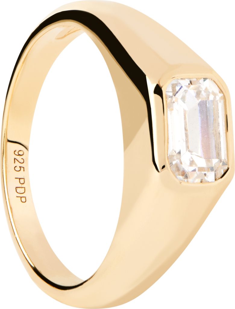 PDPAOLA Ring OCTAGON SHIMMER STAMP Sterlingsilber gold