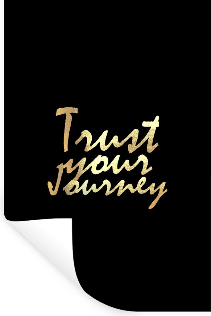 MuchoWow Wandtattoo Wandsticker Wandaufkleber Zitate - Reisen - Schwarz - Gold 60x90 cm Selbstklebend und Repositionierbar - Sticker - Dekorfolie