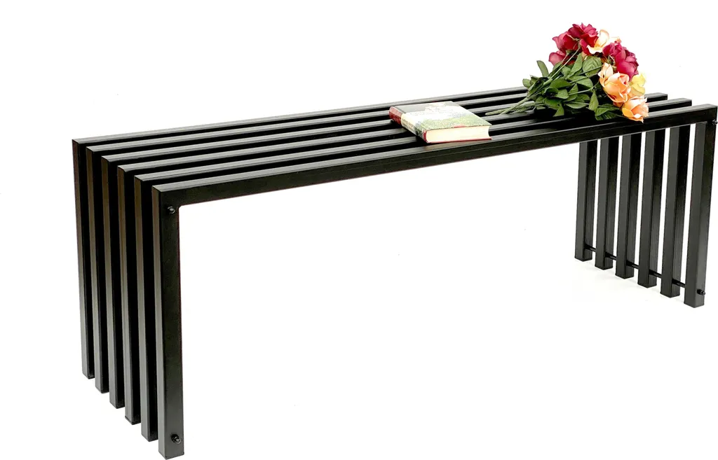 Banc de jardin DanDiBo 96205 Ela Noir 120 cm en métal massif robuste