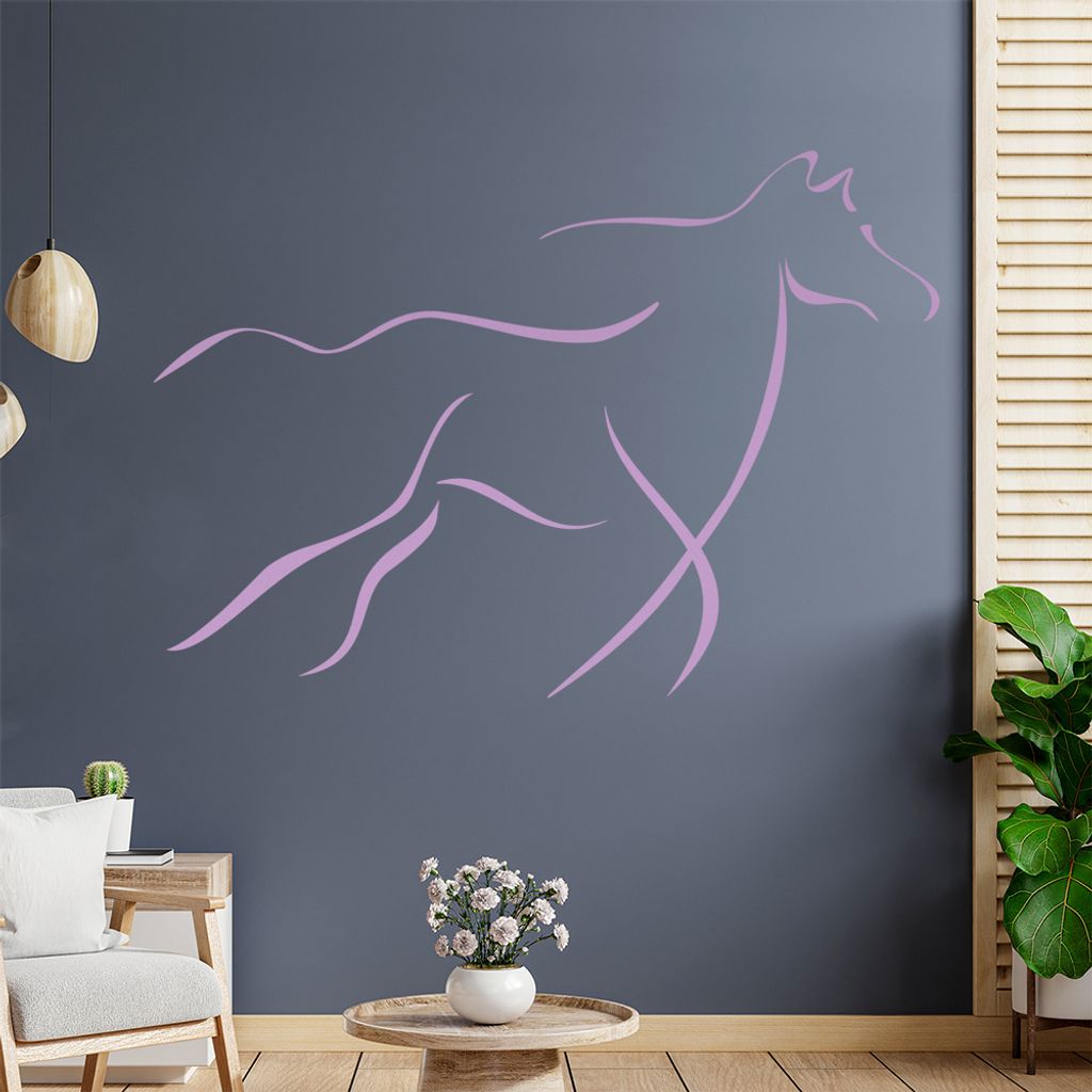 Pferd Linien Wandtattoo in 6 Größen - Wandaufkleber Wall Sticker - Dekoration, Küche, Wohnzimmer, Schlafzimmer, Badezimmer