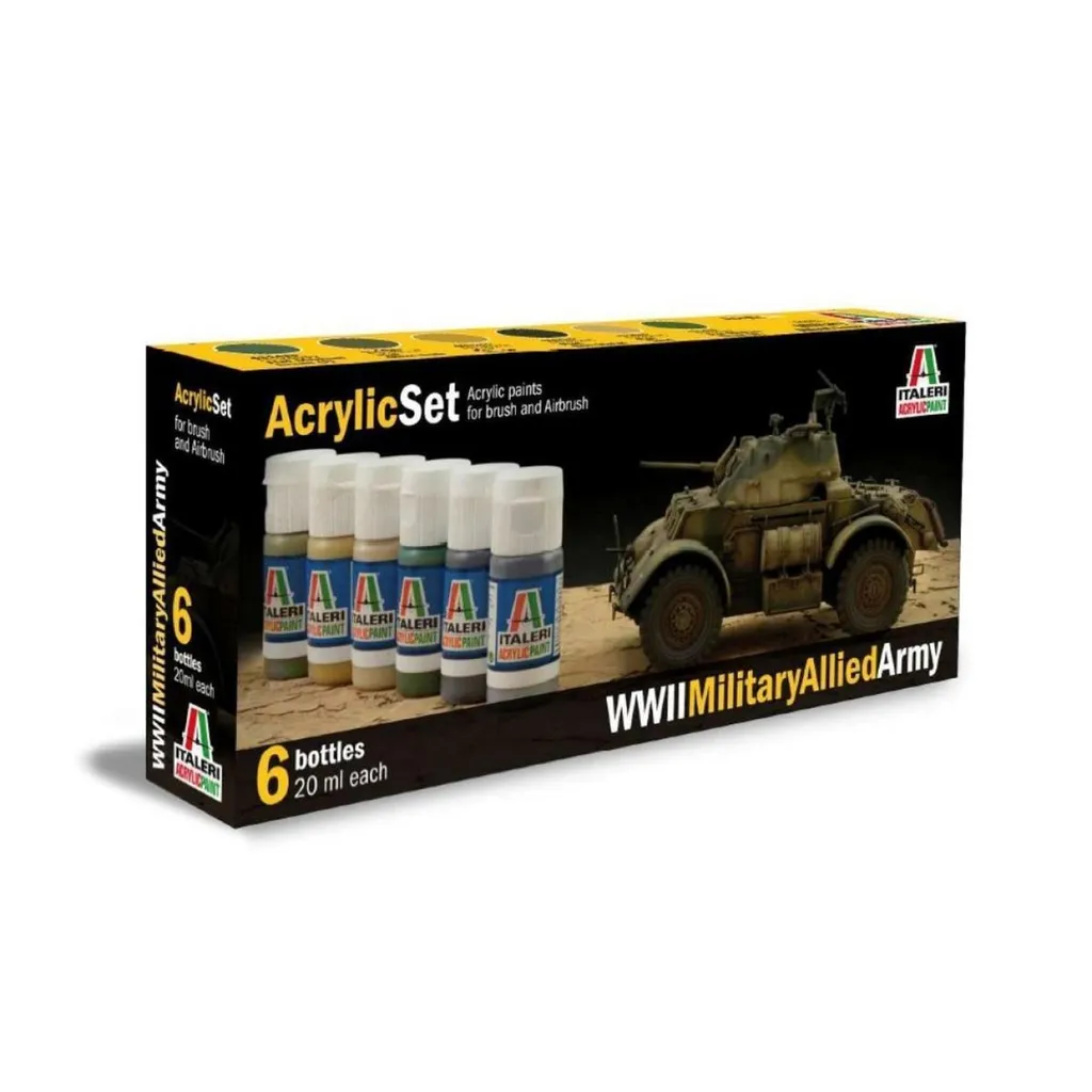 Peinture Maquette Italeri Set Acrylique Allied Army WWII 6 Couleurs