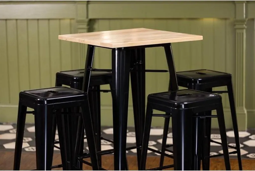 Table de bar Bolero Bistro avec plateau en bois noir 60x60cm robuste - 5