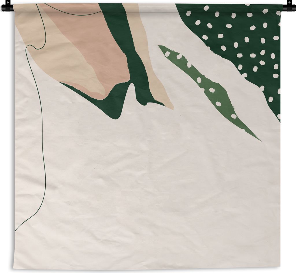 MuchoWow Wandteppich Wandbehang Blatt - Punkte - Grün - Abstrakt 150x150 cm Tapisserie Dekoration Wandtuch - Wohnaccessoires - Modernes