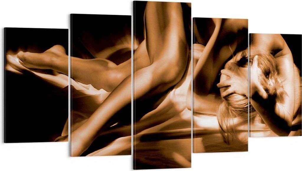 Bild auf Leinwand - Leinwandbild - Nackte Frau Akt Modell Photofitness - 160x85cm - Wand Bild - Wanddeko - Leinwanddruck - Bilder - Kunstdruck - Le...