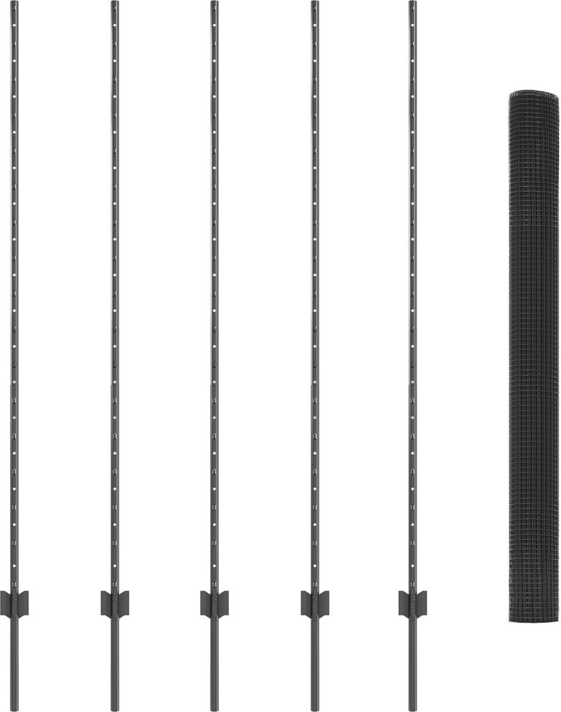 Möbel Schweißdrahtzaun mit 10 U-Pfosten Grau 1,5x10 m Stahl - Zaunzubehör 3336574