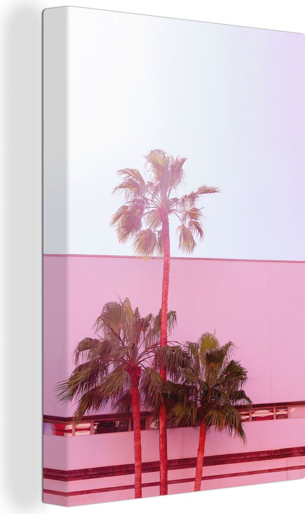 OneMillionCanvasses - Leinwandbilder - 90x140 cm, Palme - Garten Poster - Rosa, Wandbilder Kunstdruck Wanddekoration - Foto auf Leinwand - Gemäl...