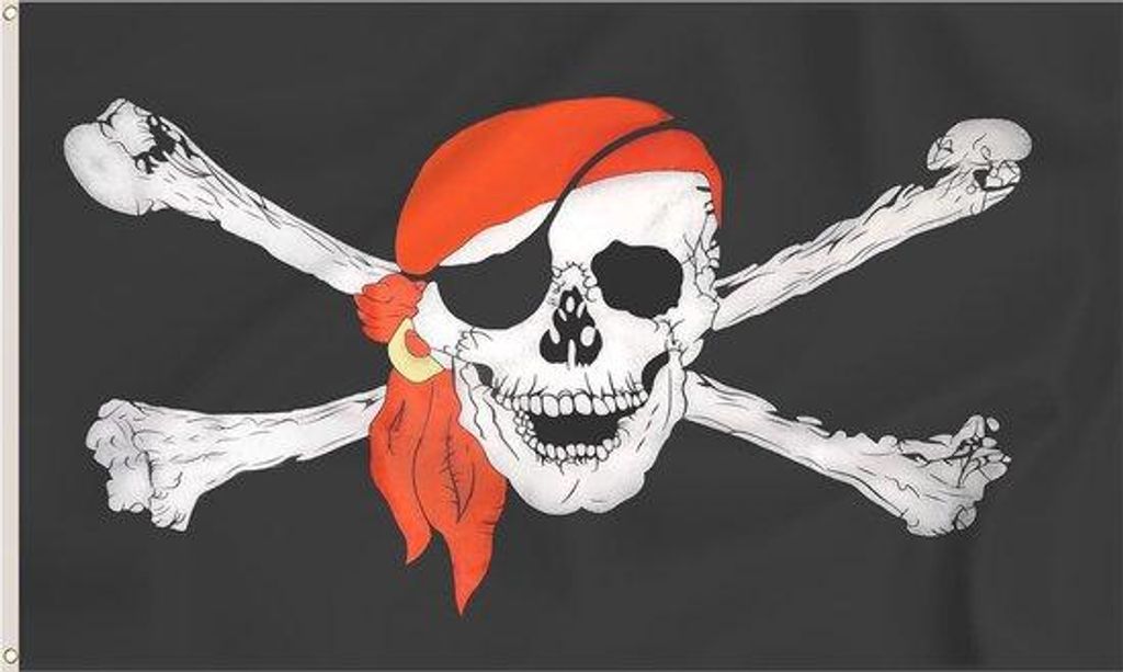 Piratenvlag mit roter Bandana - 1,5 m x 9 m