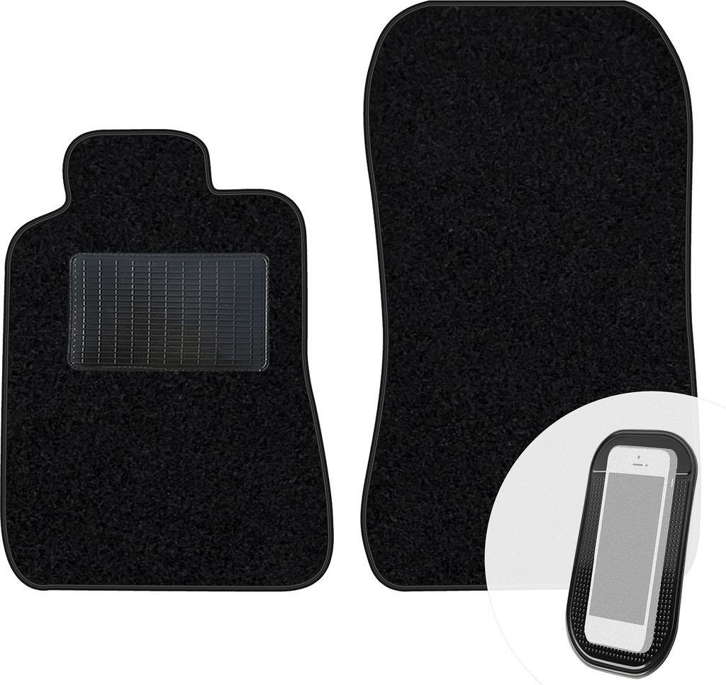 moto-MOLTICO Vorne Fußmatten Auto Velours Autoteppiche Schwarz Automatten Set 2-teilig passend für Mercedes-Benz C-Klasse W202 1993-2000