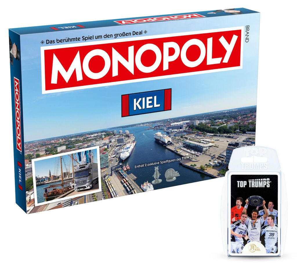Monopoly - Kiel inkl. Top Trumps THW Kiel Brettspiel Produktbild 