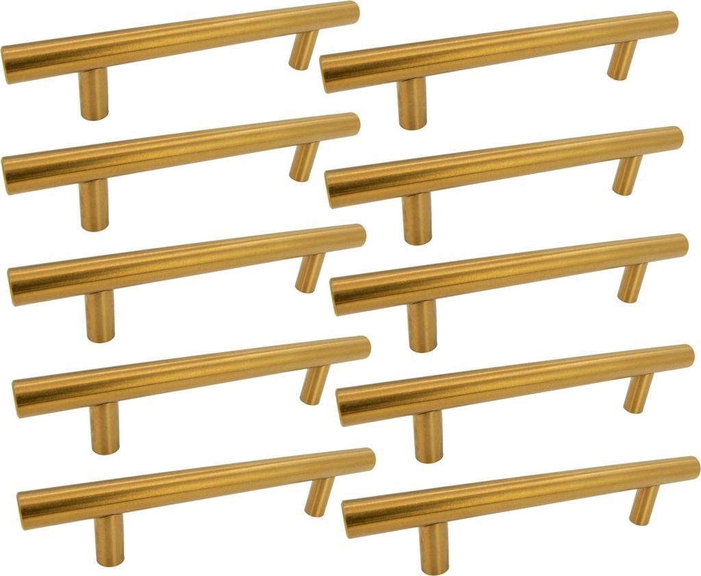 set di 10 maniglie per mobili in oro opaco 128 mm - acciaio Immagine del prodotto 