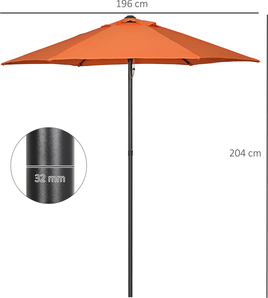 Ombrellone da Balcone Outsunny Ø196 cm: Pratico, Pieghevole e Economico - 2