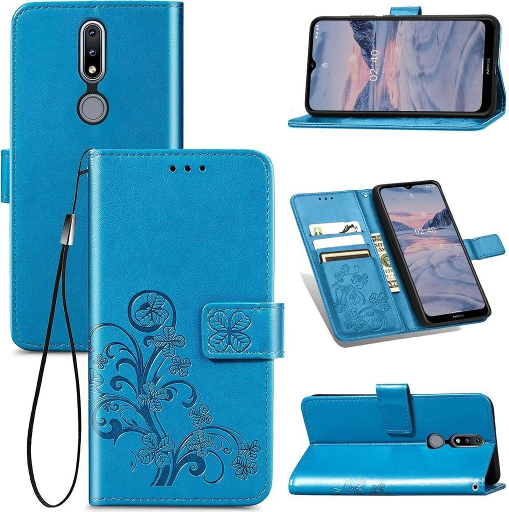 König Design Hülle kompatibel mit Nokia 45018 Kunstleder Handyhülle - Handy Case Blau