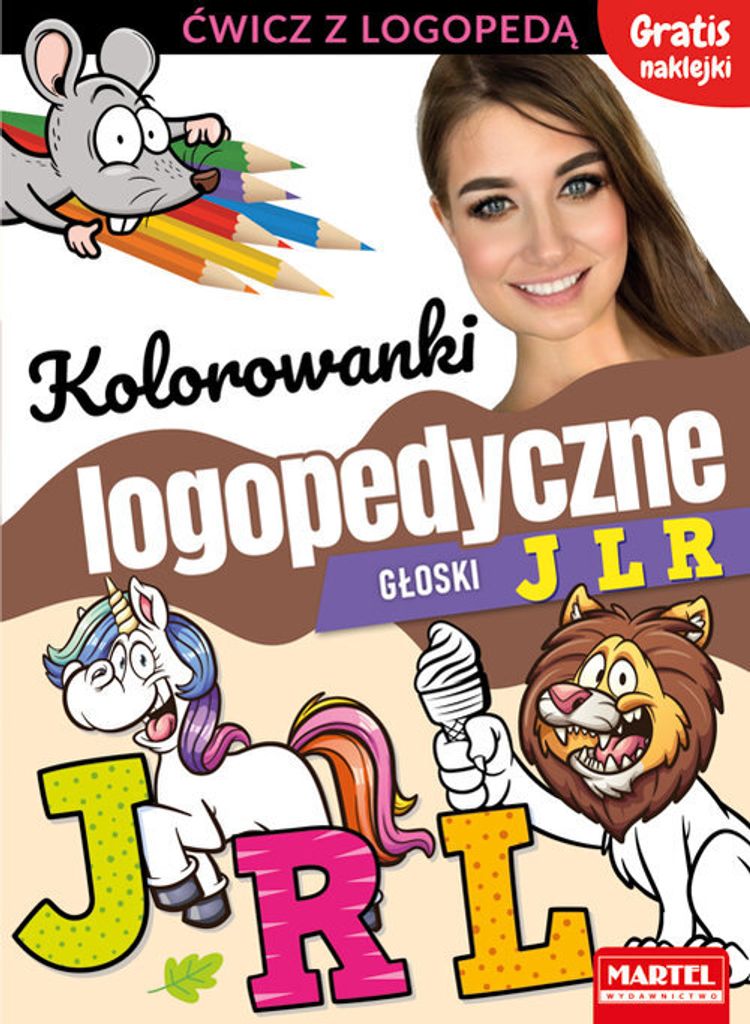 Kolorowanka logopedyczna Głoski J L R z naklejkami dla dzieci