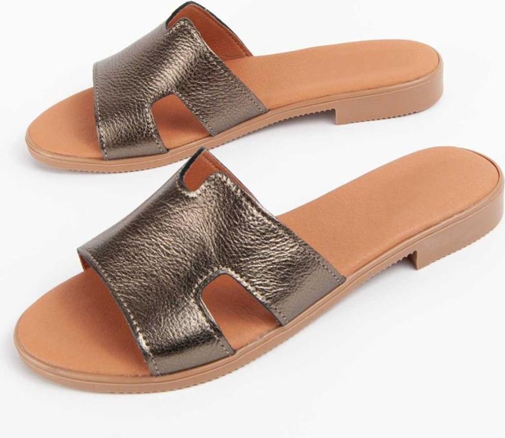 Purapiel Flache Sandale Hacca2 Grau