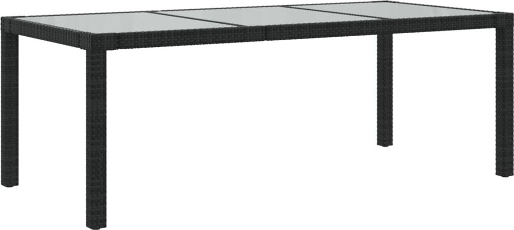 vidaXL Gartentisch Schwarz 190x90x75 cm Gehärtetes Glas Immagine del prodotto 