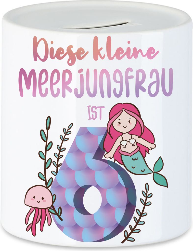 Diese Kleine Meerjungfrau Ist 6 Spardose Geburtstagsgeschenk 6. Geburtstag Süßes Motiv