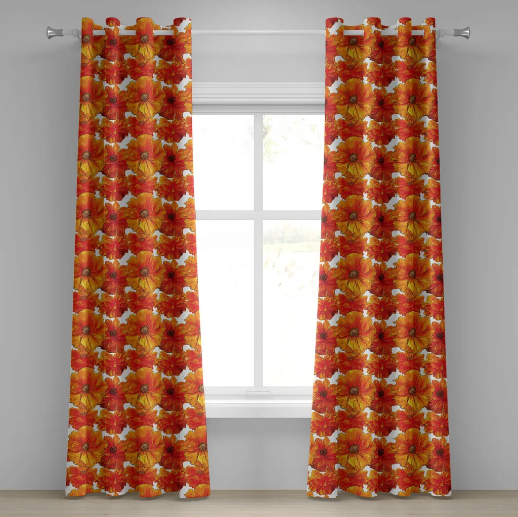 Tende ABAKUHAUS Mohn Arancione: Design Floreale 280x245 cm