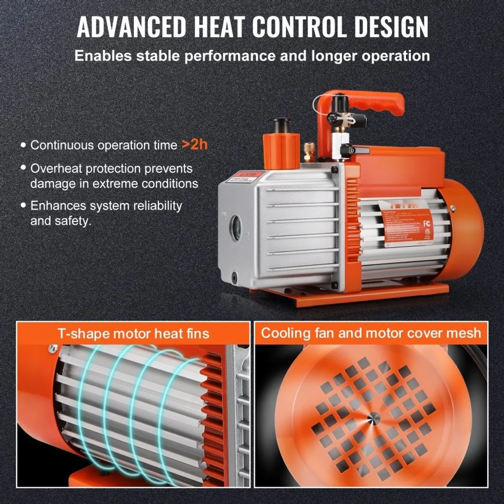 Pompe à vide haute performance 5 CFM double étage pour réfrigération HVAC