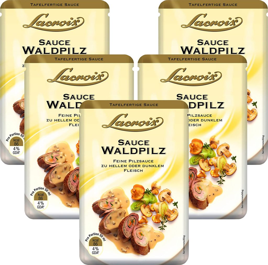 Lacroix Sauce Waldpilz fein cremig Pilzsauce zu Fleisch 150ml 5er Pack