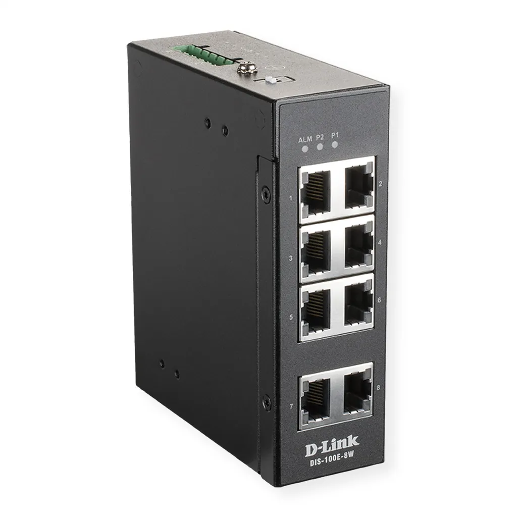 Commutateur Rail DIN 8 Ports Ethernet D-Link DIS-100E-8W IP30
