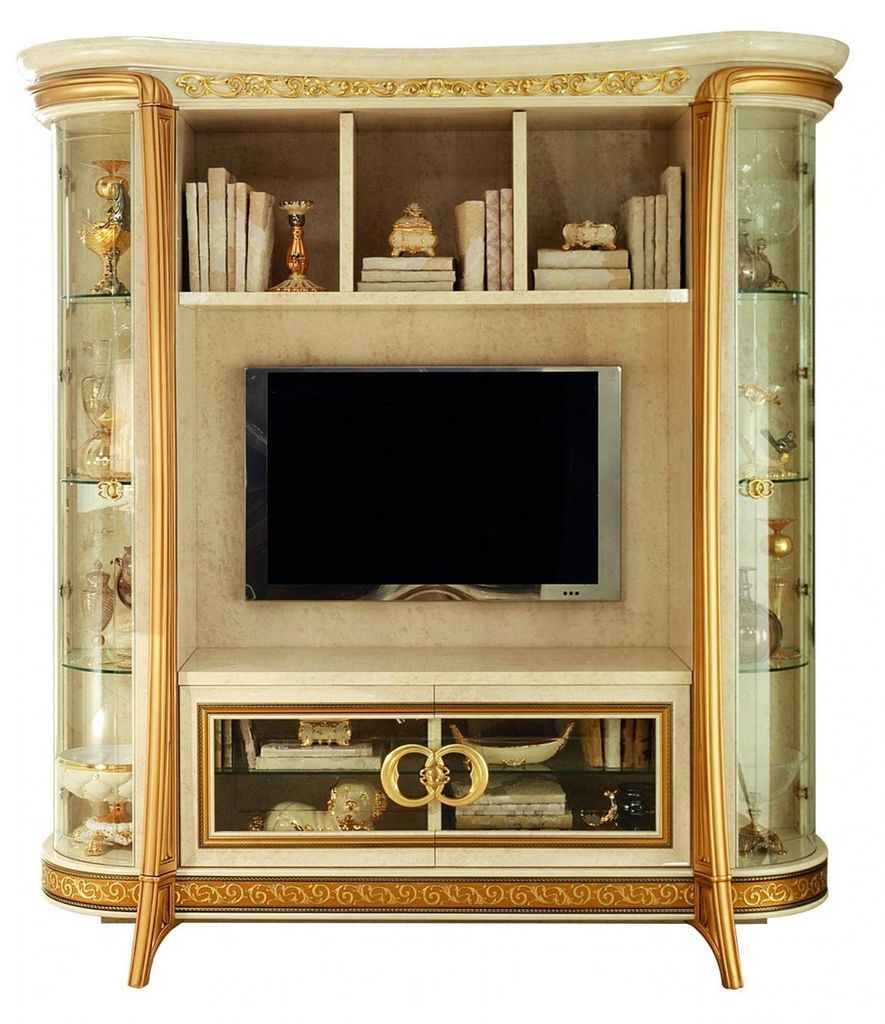 Wohnzimmer Anbau Medien Wand Fernsehwand Fernsehschrank Wohnwand Barock Rokoko
