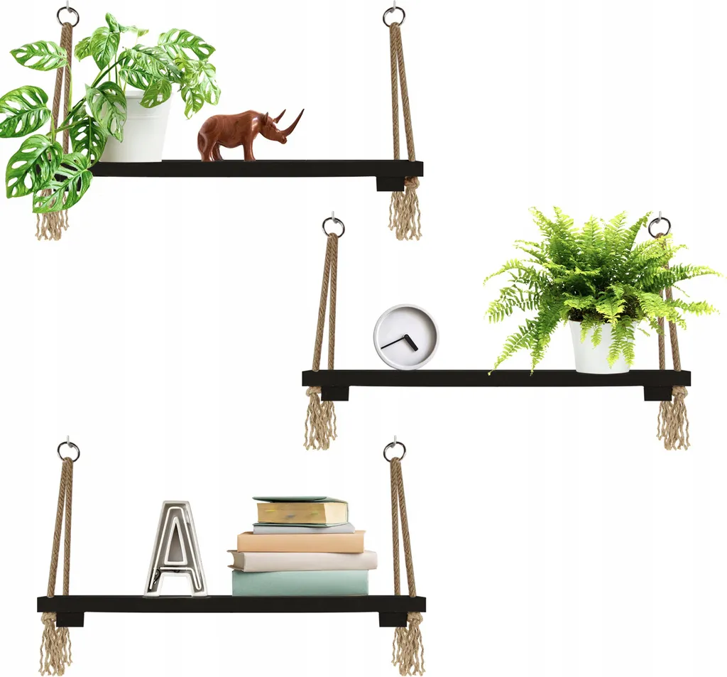 Étagère murale 3 couches en bois flottant pour rangement de petit objet