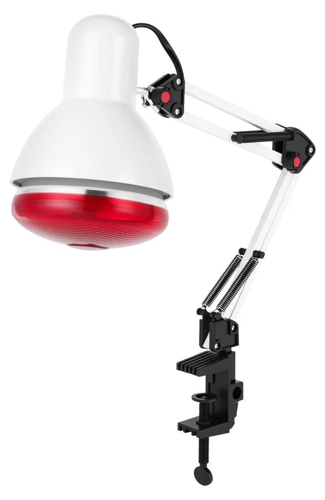 Infrarot Wärmelampe - Therapielampe mit Klemme - 150 W - 360° Verstellbare Klemme - E27 Fassung - Infrarot-Keramiklampe Inklusive - 220 V - Weiß