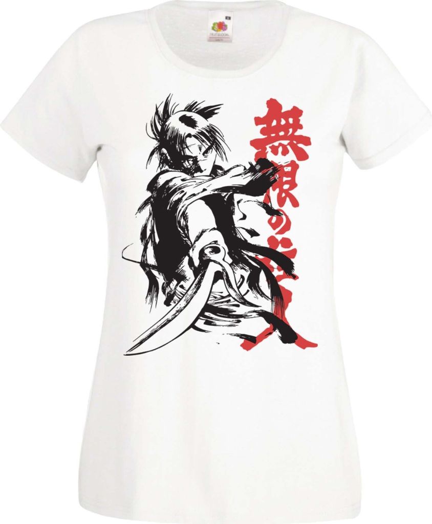 Damen T-Shirt Manga Anime Blade Of The Immortal Samurai Immortal Samurai, Lady 2XL / Weiß