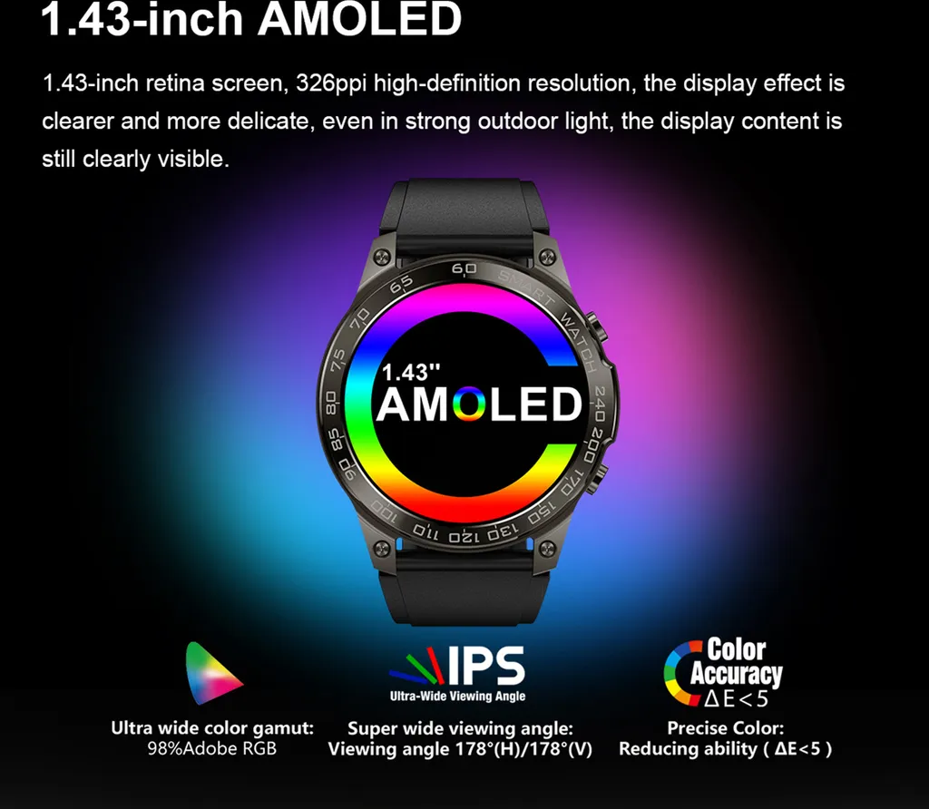 Montre connectée DM50 écran AMOLED et appels Bluetooth mains libres - 6