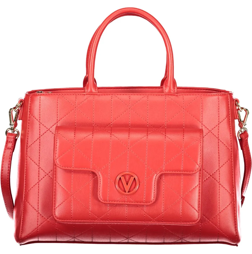Petit sac à main rouge en cuir synthétique, multipoches et style chic