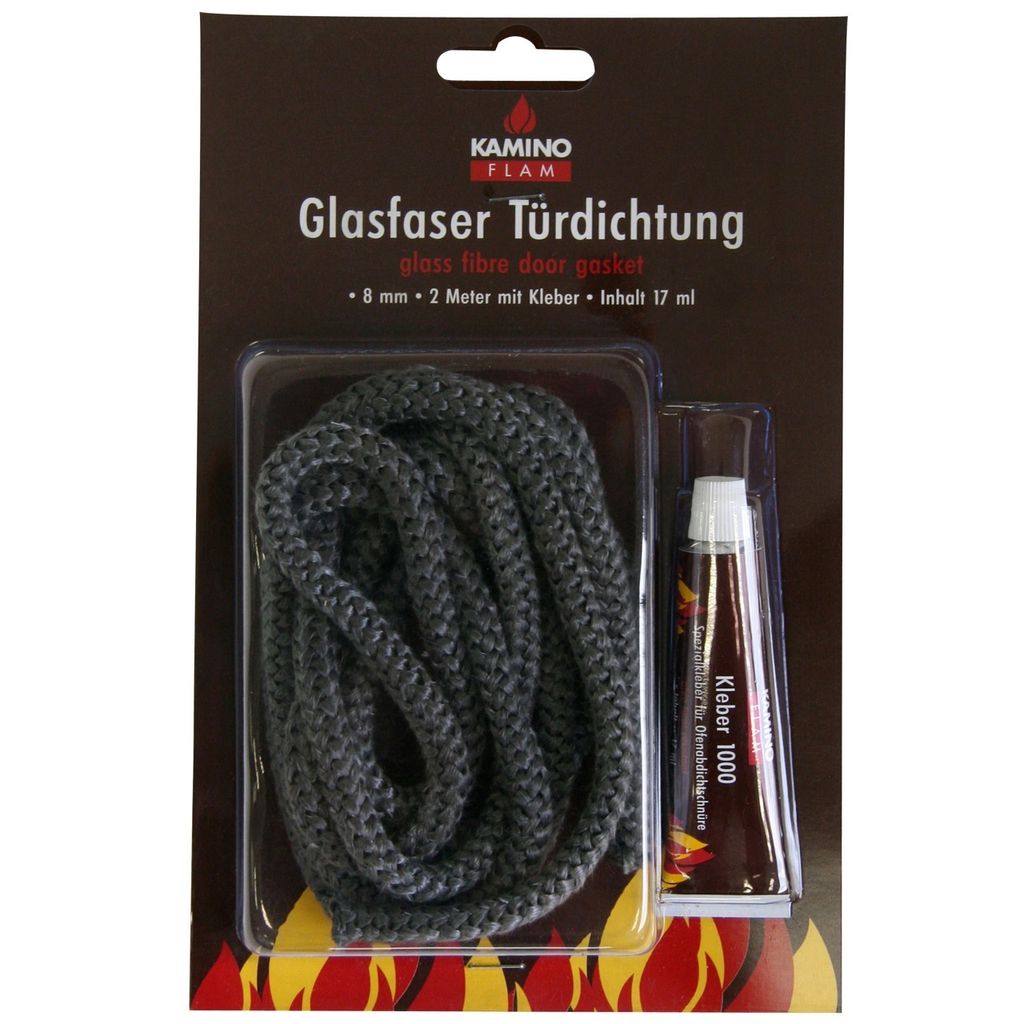 Glasfaser Türdichtung 8mm 2m 17ml Kleber