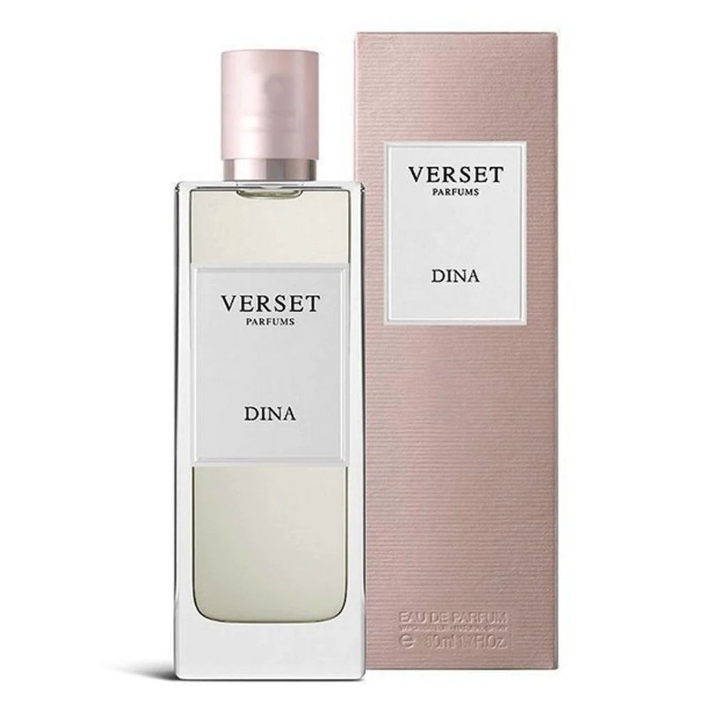 A bottle of perfume and its packaging are displayed against a white background.