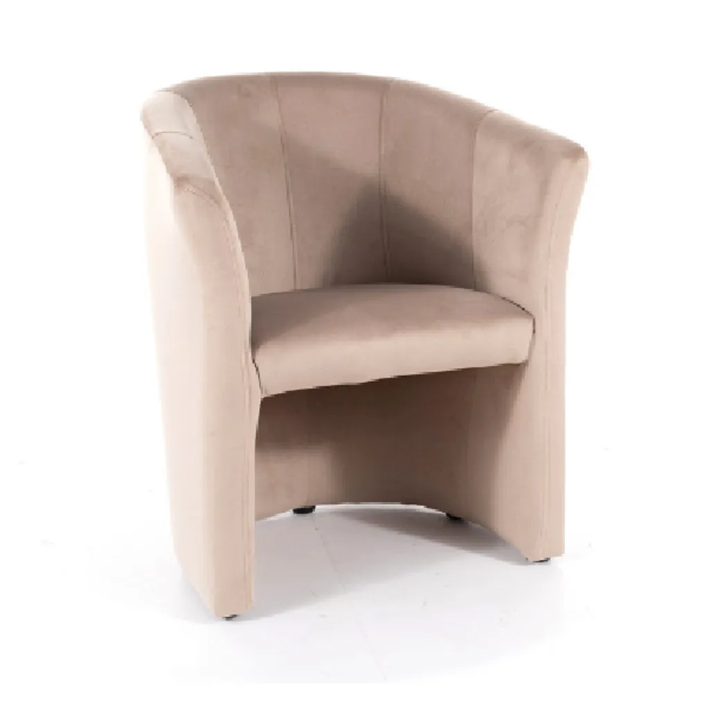 Fauteuil rembourré SINDY 2 beige foncé - Confort scandinave en tissu